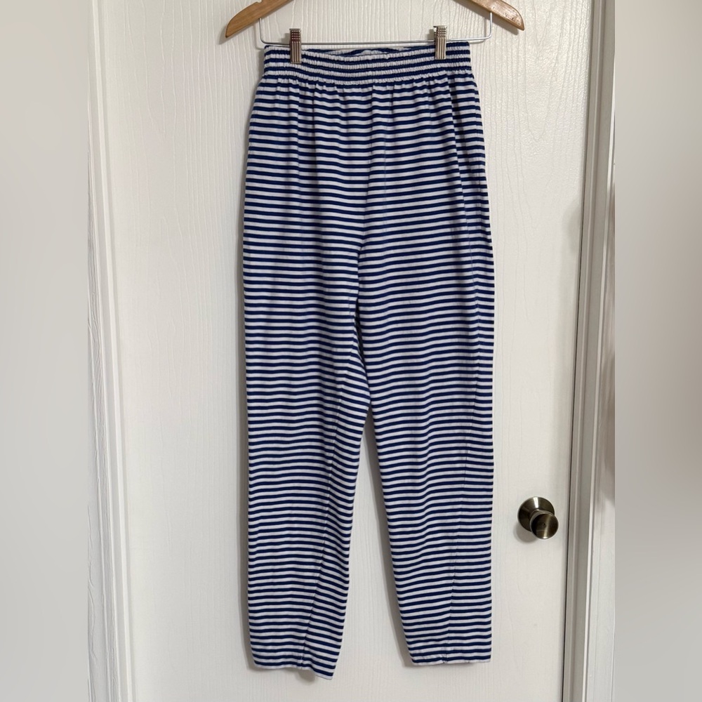 Striped Blue & White Elastic Waist Pants